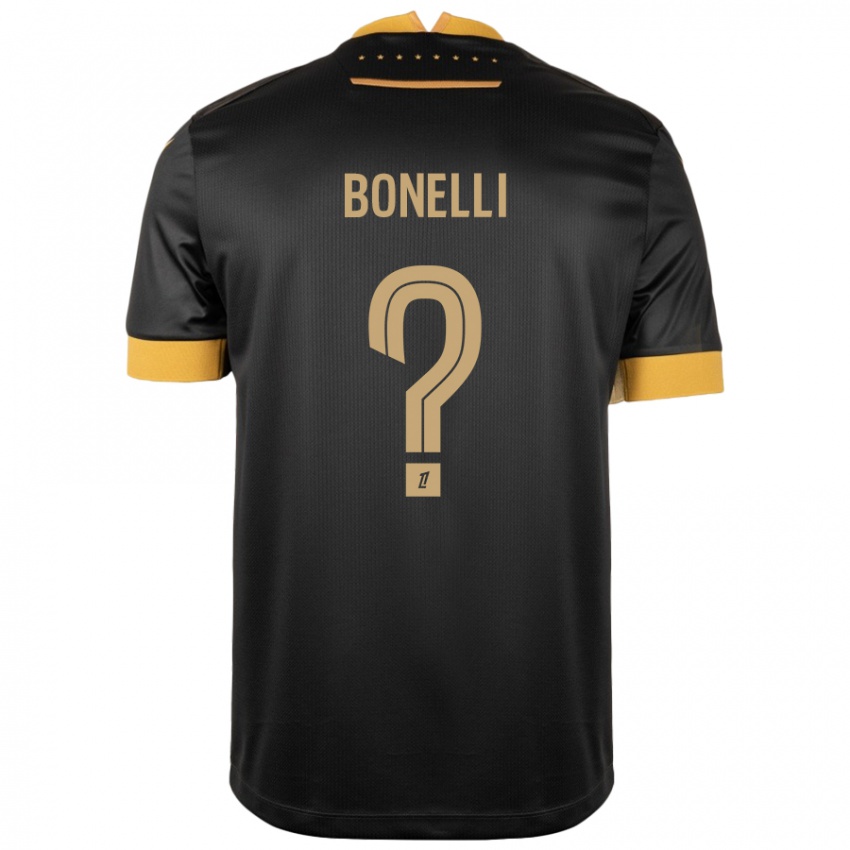 Børn Lucas Bonelli #0 Sort Brun Udebane Spillertrøjer 2024/25 Trøje T-Shirt