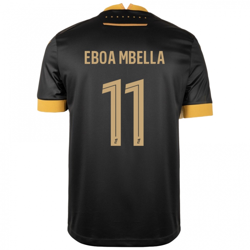 Børn Eden Eboa Mbella #11 Sort Brun Udebane Spillertrøjer 2024/25 Trøje T-Shirt