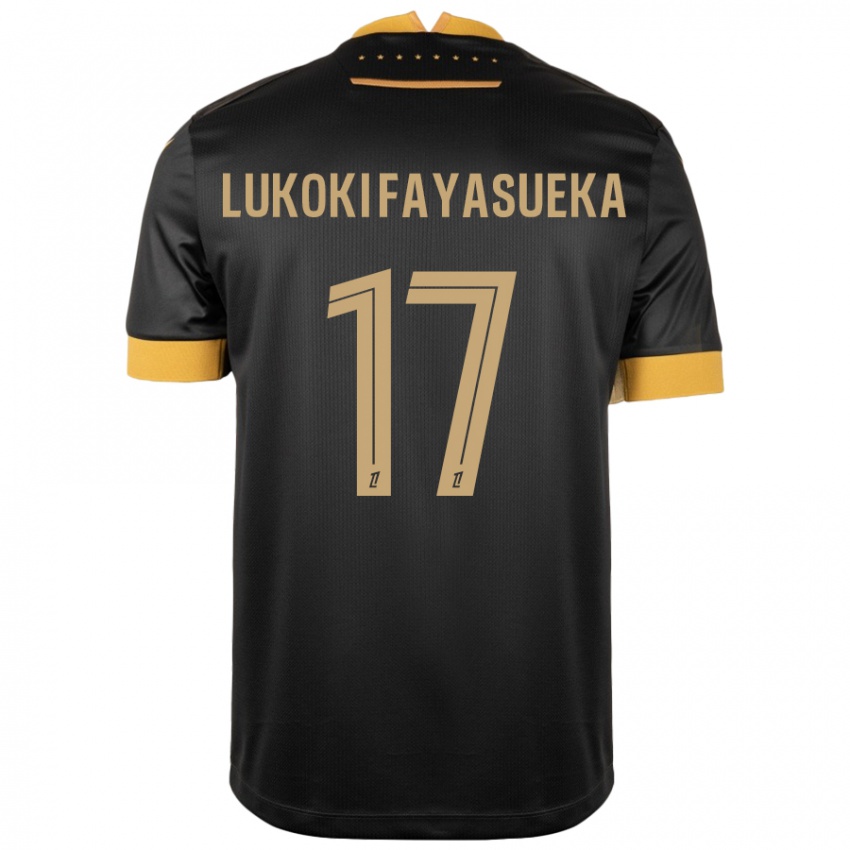 Børn Kévin Lukoki Fayasueka #17 Sort Brun Udebane Spillertrøjer 2024/25 Trøje T-Shirt