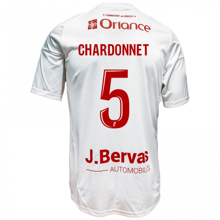 Børn Brendan Chardonnet #5 Hvid Rød Udebane Spillertrøjer 2024/25 Trøje T-Shirt