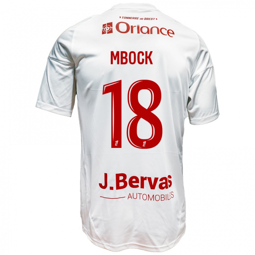 Børn Hianga'a Mbock #18 Hvid Rød Udebane Spillertrøjer 2024/25 Trøje T-Shirt