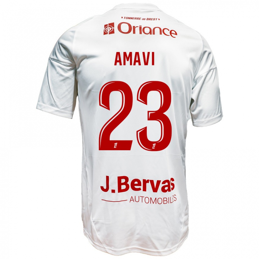 Børn Jordan Amavi #23 Hvid Rød Udebane Spillertrøjer 2024/25 Trøje T-Shirt