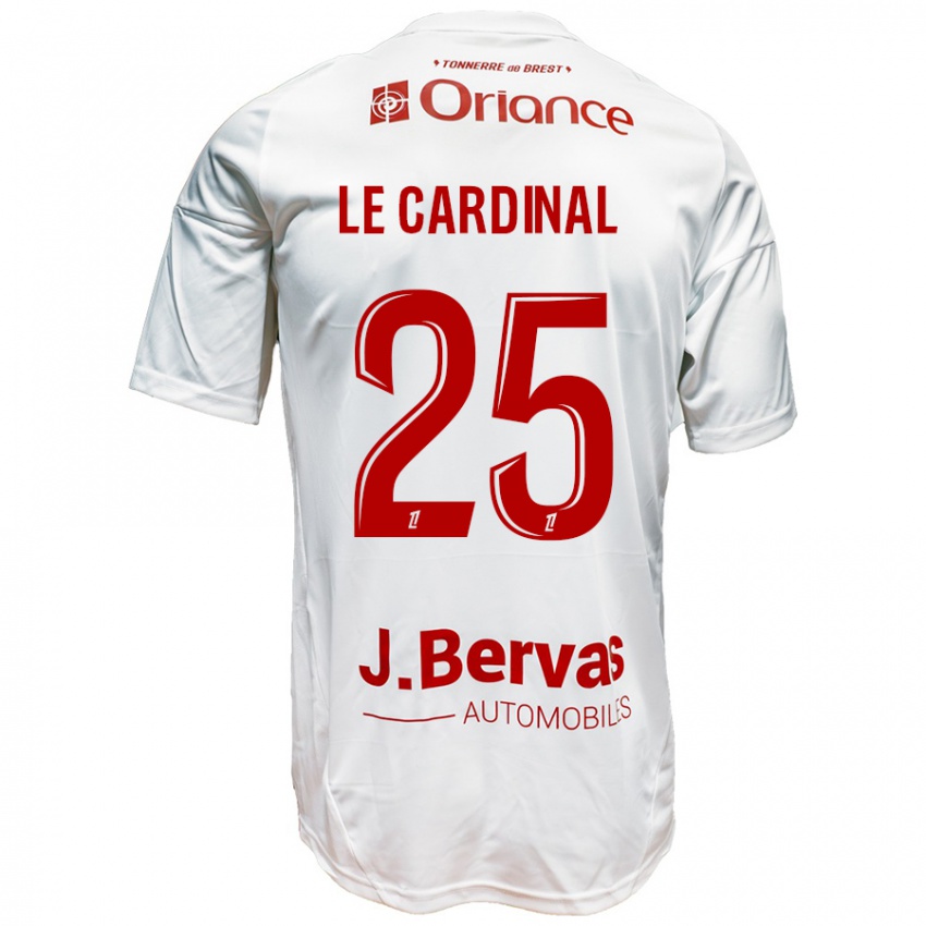 Børn Julien Le Cardinal #25 Hvid Rød Udebane Spillertrøjer 2024/25 Trøje T-Shirt