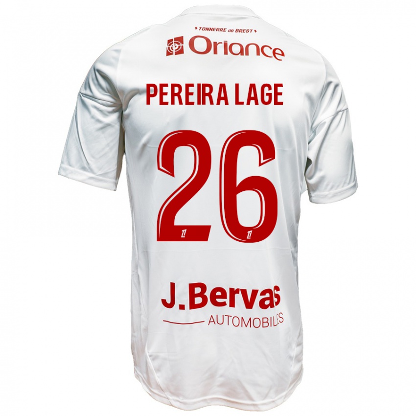 Børn Mathias Pereira Lage #26 Hvid Rød Udebane Spillertrøjer 2024/25 Trøje T-Shirt