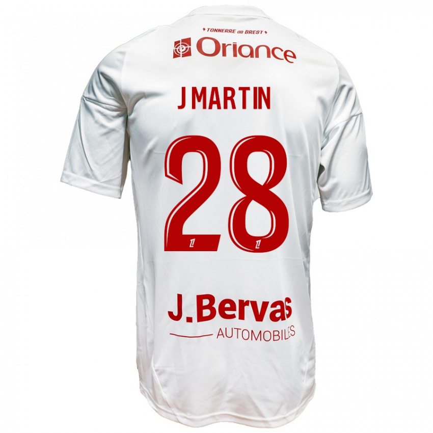 Børn Jonas Martin #28 Hvid Rød Udebane Spillertrøjer 2024/25 Trøje T-Shirt