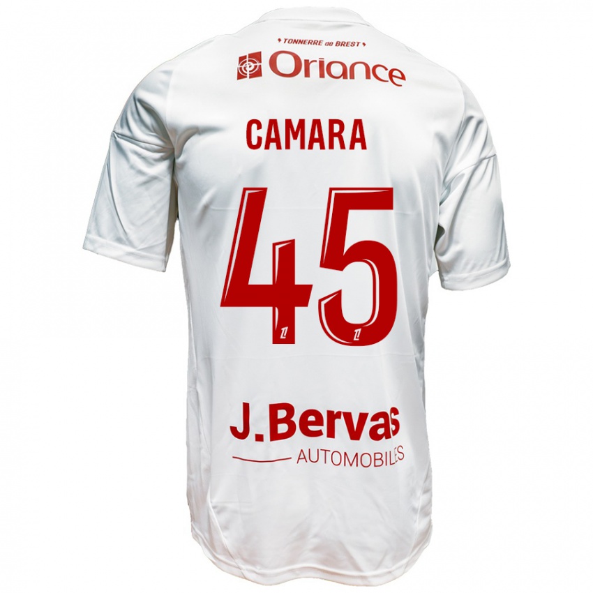 Børn Mahdi Camara #45 Hvid Rød Udebane Spillertrøjer 2024/25 Trøje T-Shirt