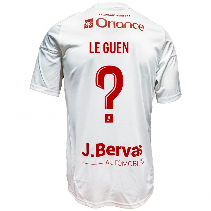 Børn Raphaël Le Guen #0 Hvid Rød Udebane Spillertrøjer 2024/25 Trøje T-Shirt