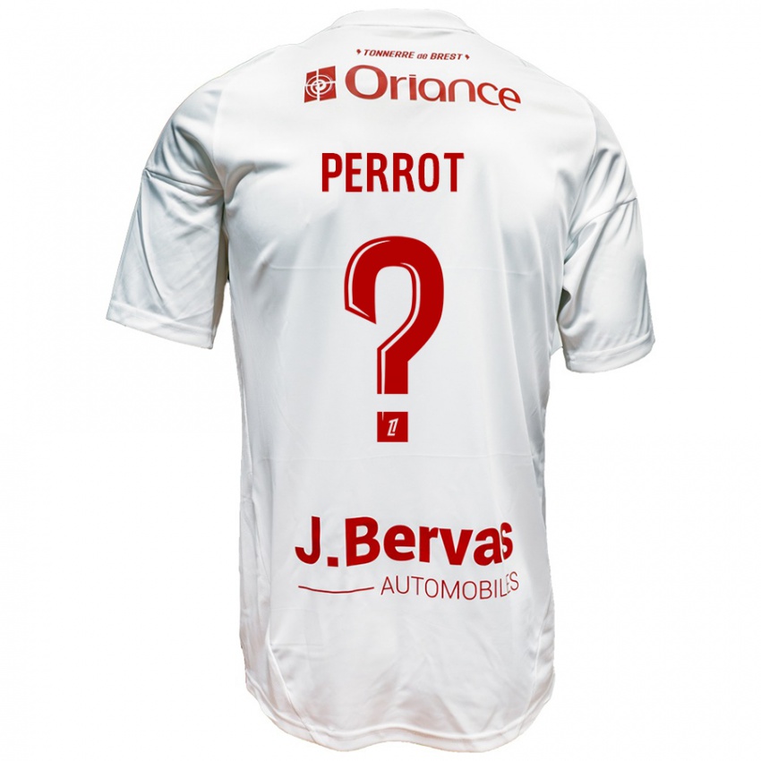 Børn Maël Perrot #0 Hvid Rød Udebane Spillertrøjer 2024/25 Trøje T-Shirt