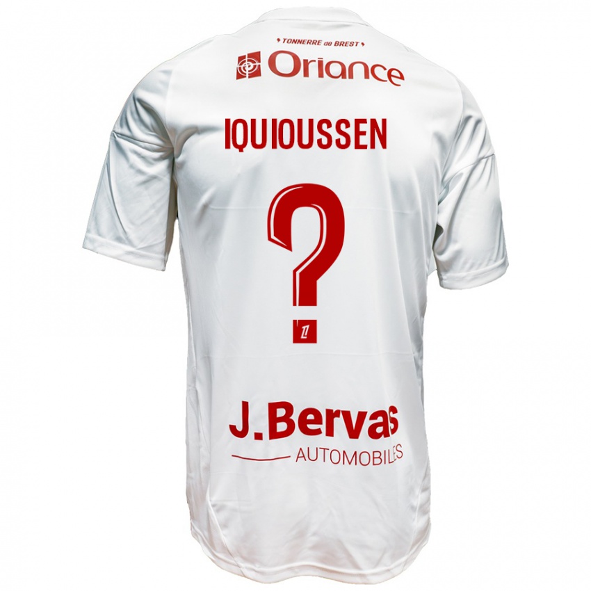 Børn Adam Iquioussen #0 Hvid Rød Udebane Spillertrøjer 2024/25 Trøje T-Shirt