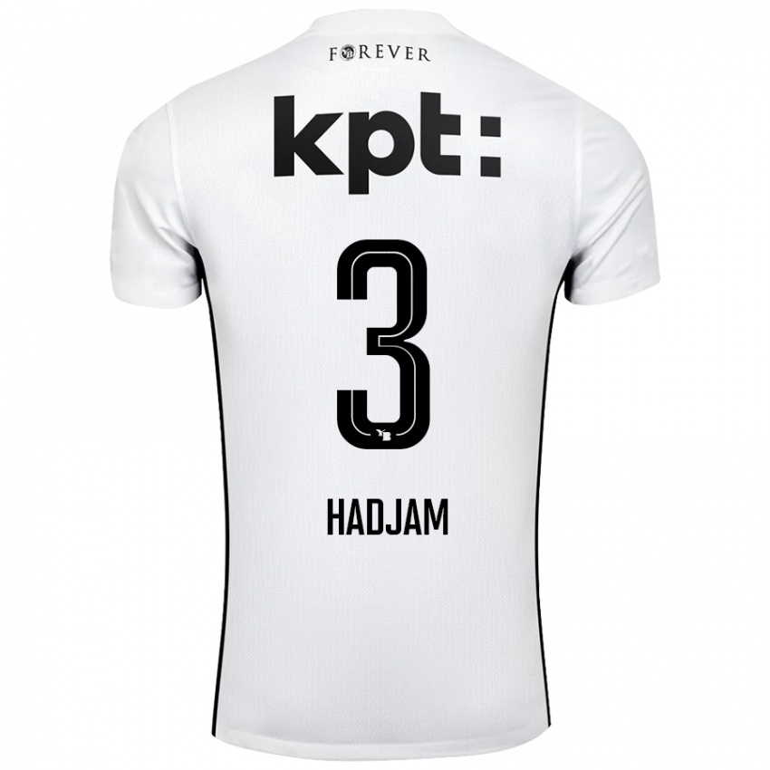 Børn Jaouen Hadjam #3 Hvid Sort Udebane Spillertrøjer 2024/25 Trøje T-Shirt