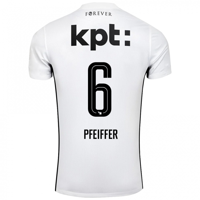 Børn Patric Pfeiffer #6 Hvid Sort Udebane Spillertrøjer 2024/25 Trøje T-Shirt