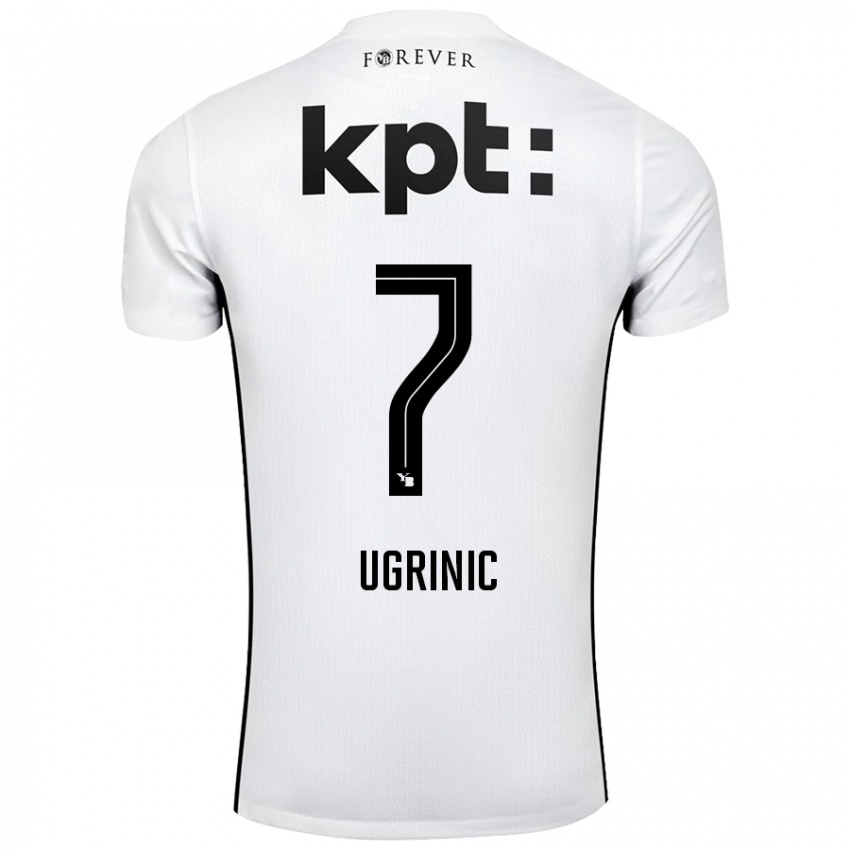 Børn Filip Ugrinic #7 Hvid Sort Udebane Spillertrøjer 2024/25 Trøje T-Shirt