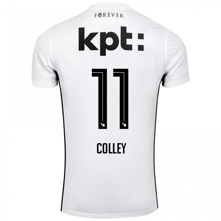 Børn Ebrima Colley #11 Hvid Sort Udebane Spillertrøjer 2024/25 Trøje T-Shirt