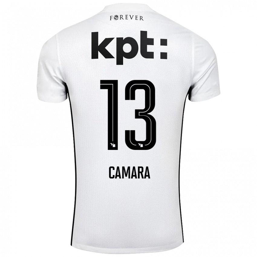 Børn Mohamed Camara #13 Hvid Sort Udebane Spillertrøjer 2024/25 Trøje T-Shirt