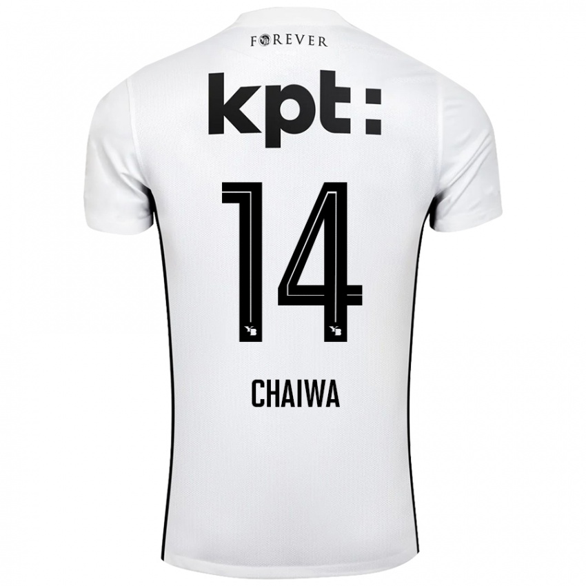 Børn Miguel Chaiwa #14 Hvid Sort Udebane Spillertrøjer 2024/25 Trøje T-Shirt