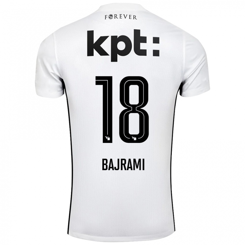 Børn Ardian Bajrami #18 Hvid Sort Udebane Spillertrøjer 2024/25 Trøje T-Shirt