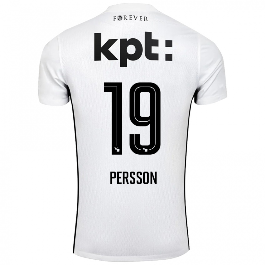 Børn Noah Persson #19 Hvid Sort Udebane Spillertrøjer 2024/25 Trøje T-Shirt