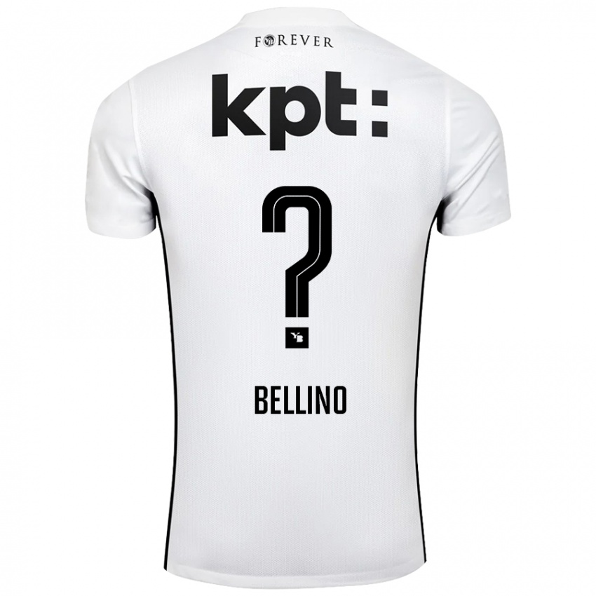 Børn Mattia Bellino #0 Hvid Sort Udebane Spillertrøjer 2024/25 Trøje T-Shirt