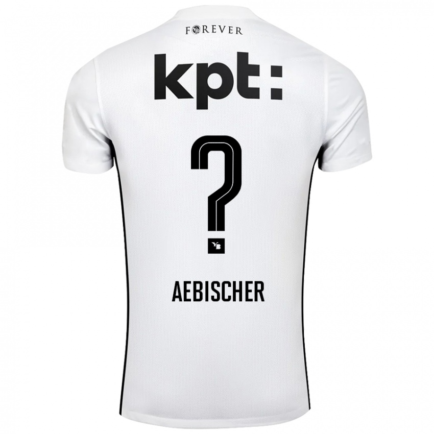 Børn Nico Aebischer #0 Hvid Sort Udebane Spillertrøjer 2024/25 Trøje T-Shirt