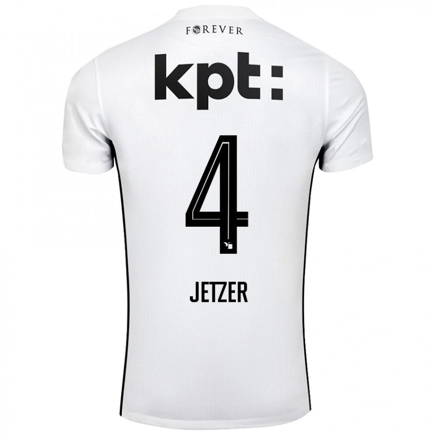 Børn Lorin Jetzer #4 Hvid Sort Udebane Spillertrøjer 2024/25 Trøje T-Shirt