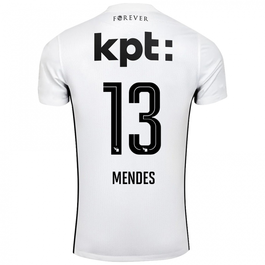 Børn Daniel Mendes #13 Hvid Sort Udebane Spillertrøjer 2024/25 Trøje T-Shirt