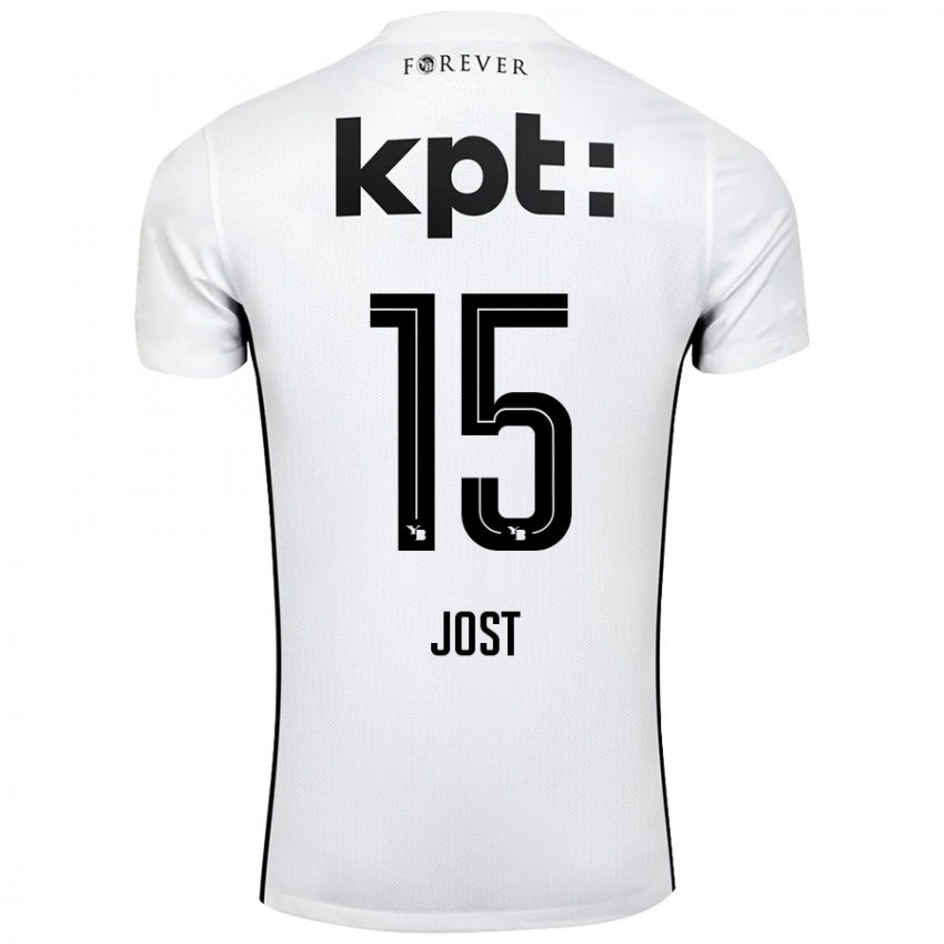 Børn Tristan Jost #15 Hvid Sort Udebane Spillertrøjer 2024/25 Trøje T-Shirt