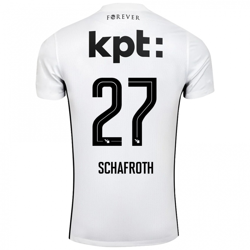 Børn Reto Schafroth #27 Hvid Sort Udebane Spillertrøjer 2024/25 Trøje T-Shirt