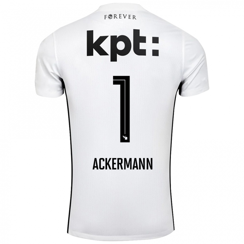 Børn Jara Ackermann #1 Hvid Sort Udebane Spillertrøjer 2024/25 Trøje T-Shirt