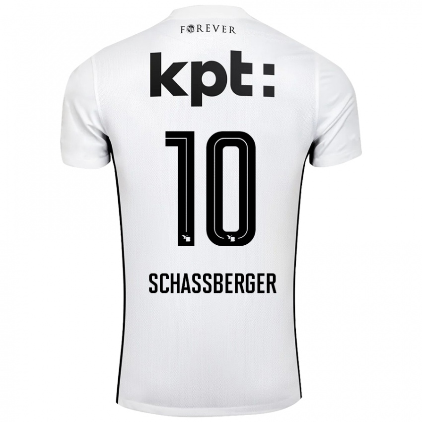 Børn Julia Schassberger #10 Hvid Sort Udebane Spillertrøjer 2024/25 Trøje T-Shirt