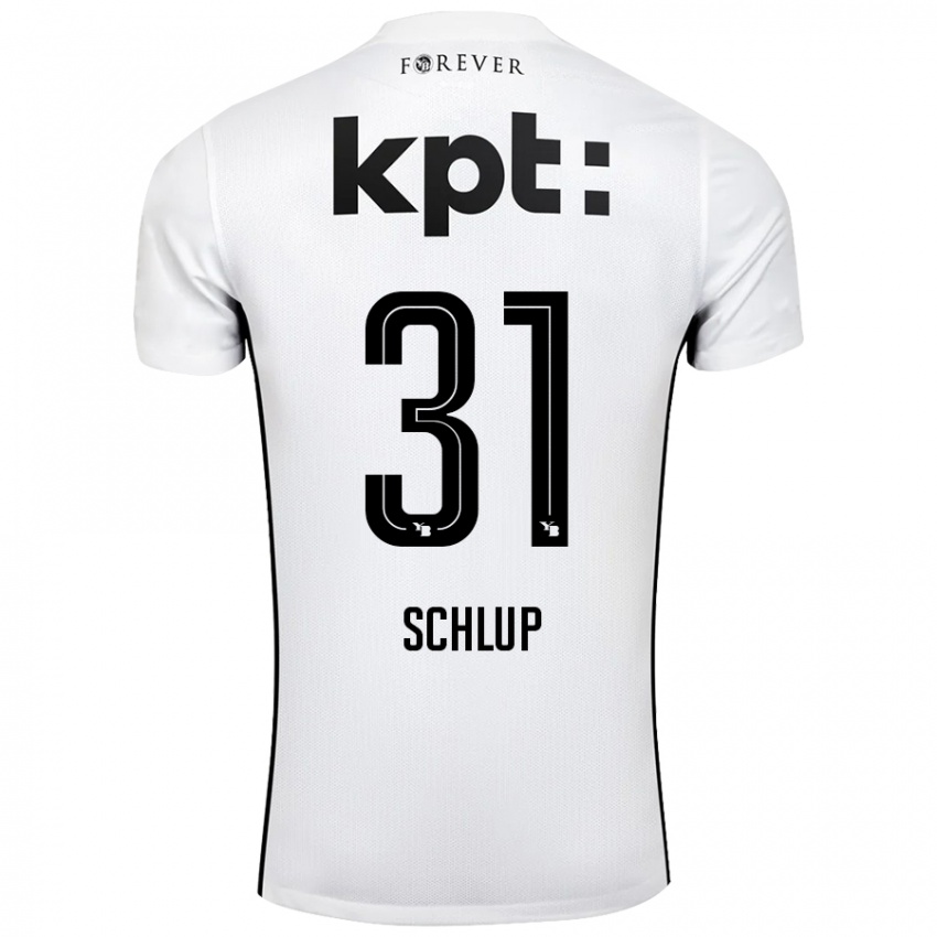 Børn Giulia Schlup #31 Hvid Sort Udebane Spillertrøjer 2024/25 Trøje T-Shirt