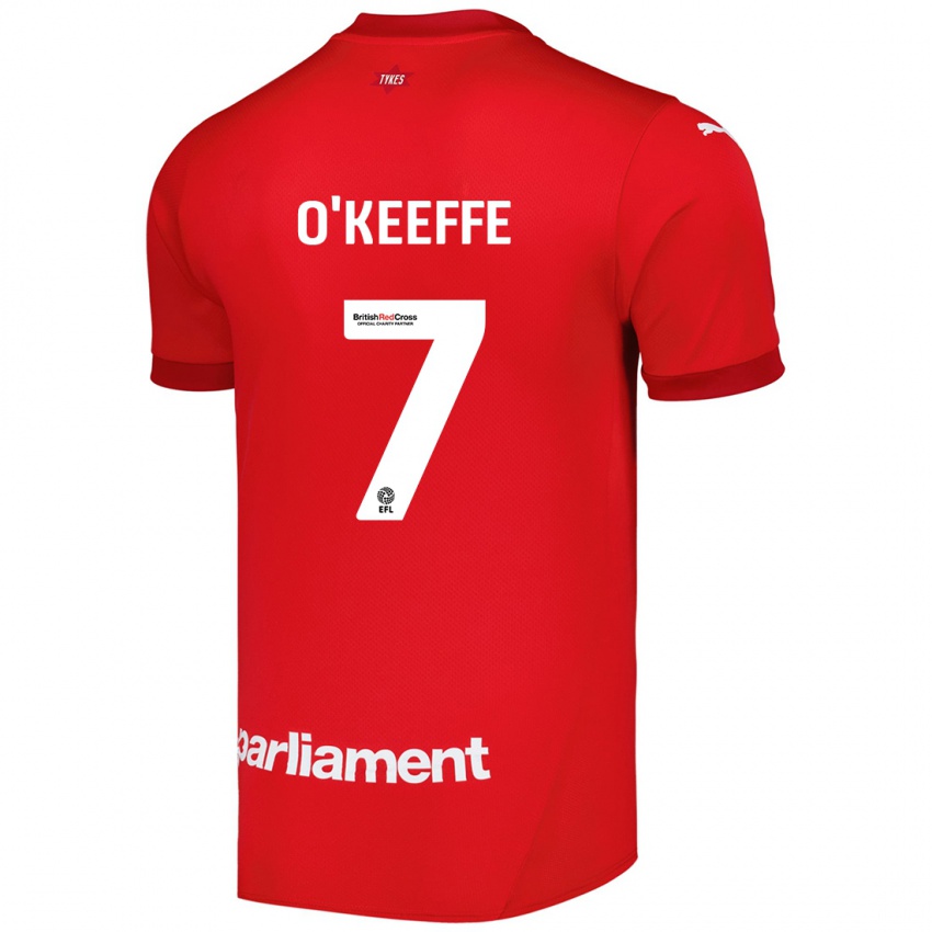 Mænd Corey O'keeffe #7 Rød Hjemmebane Spillertrøjer 2024/25 Trøje T-Shirt