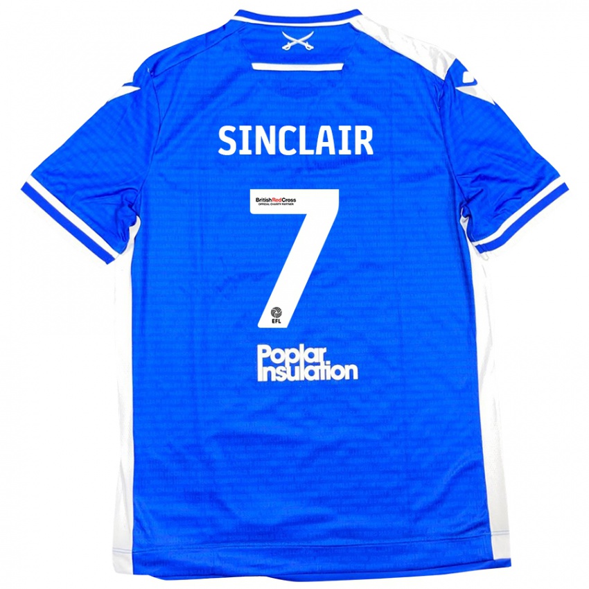 Mænd Scott Sinclair #7 Blå Hvid Hjemmebane Spillertrøjer 2024/25 Trøje T-Shirt