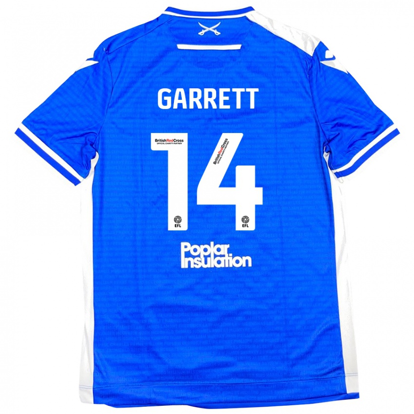 Mænd Jake Garrett #14 Blå Hvid Hjemmebane Spillertrøjer 2024/25 Trøje T-Shirt