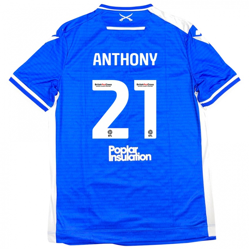 Mænd Micah Anthony #21 Blå Hvid Hjemmebane Spillertrøjer 2024/25 Trøje T-Shirt