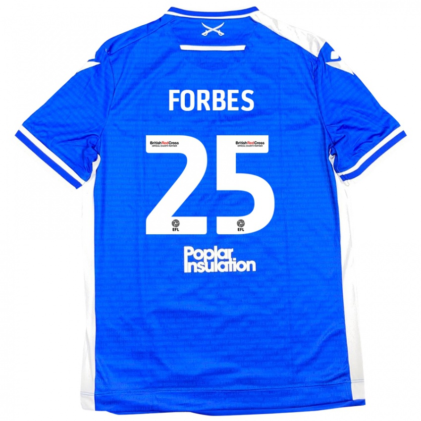 Mænd Michael Forbes #25 Blå Hvid Hjemmebane Spillertrøjer 2024/25 Trøje T-Shirt