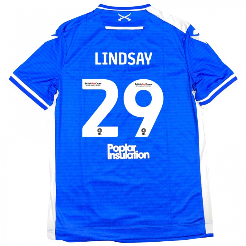 Mænd Jamie Lindsay #29 Blå Hvid Hjemmebane Spillertrøjer 2024/25 Trøje T-Shirt