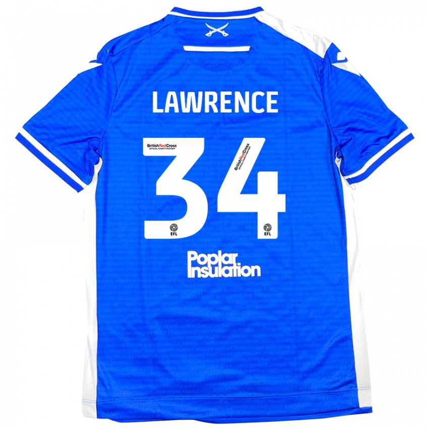 Mænd Jerry Lawrence #34 Blå Hvid Hjemmebane Spillertrøjer 2024/25 Trøje T-Shirt