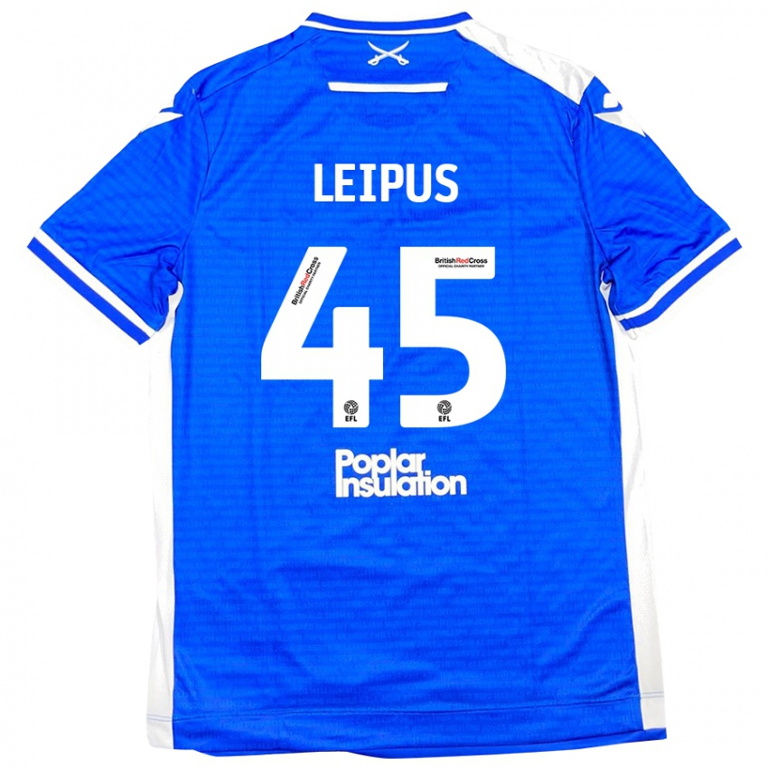 Mænd Brooklyn Leipus #45 Blå Hvid Hjemmebane Spillertrøjer 2024/25 Trøje T-Shirt