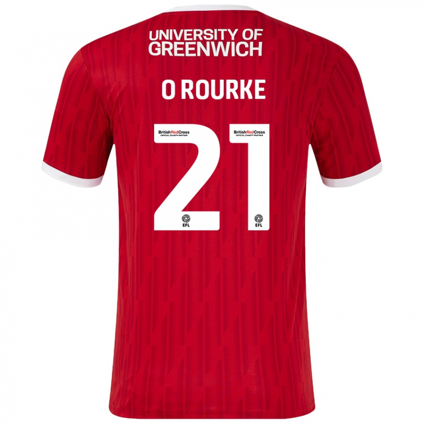 Mænd Sophie O'rourke #21 Rød Hvid Hjemmebane Spillertrøjer 2024/25 Trøje T-Shirt