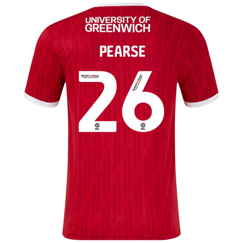 Mænd Gracie Pearse #26 Rød Hvid Hjemmebane Spillertrøjer 2024/25 Trøje T-Shirt