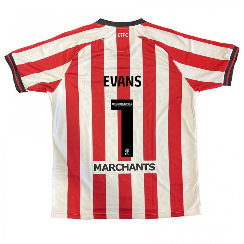 Mænd Owen Evans #1 Rød Hvid Hjemmebane Spillertrøjer 2024/25 Trøje T-Shirt