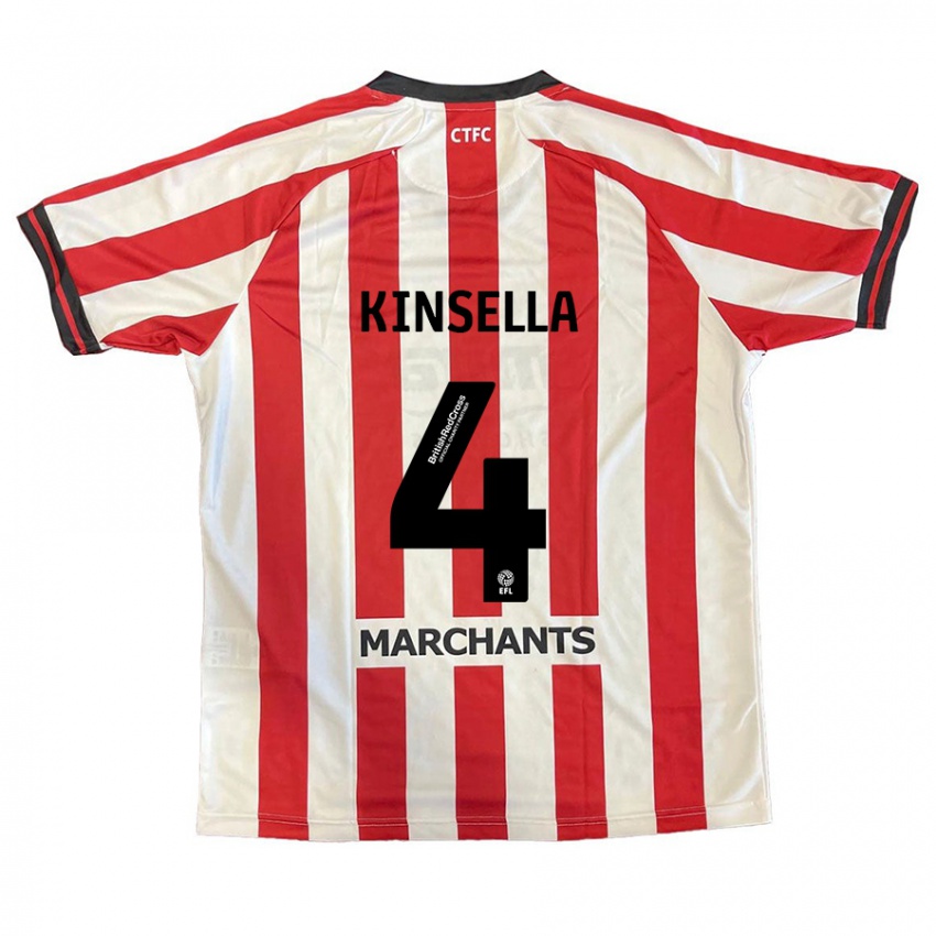 Mænd Liam Kinsella #4 Rød Hvid Hjemmebane Spillertrøjer 2024/25 Trøje T-Shirt