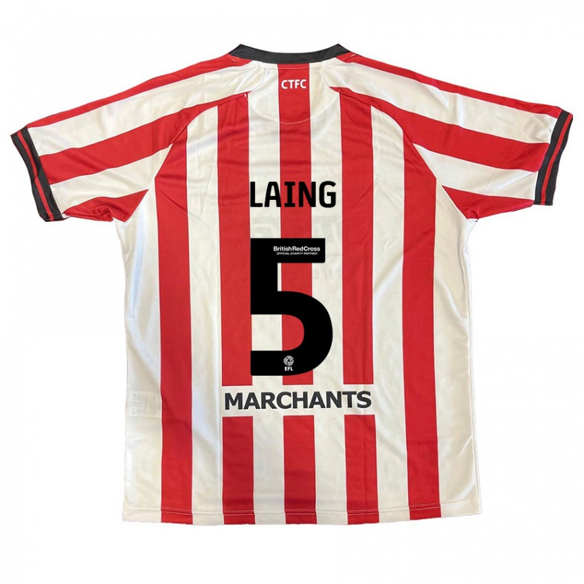 Mænd Levi Laing #5 Rød Hvid Hjemmebane Spillertrøjer 2024/25 Trøje T-Shirt