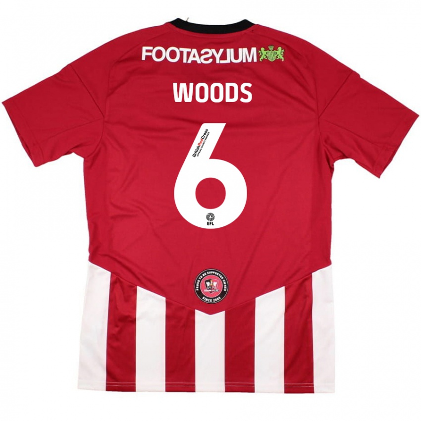 Mænd Ryan Woods #6 Rød Hvid Hjemmebane Spillertrøjer 2024/25 Trøje T-Shirt