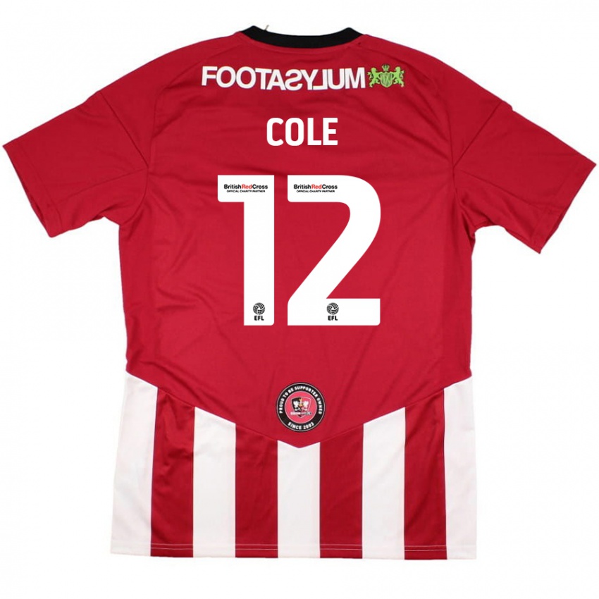 Mænd Reece Cole #12 Rød Hvid Hjemmebane Spillertrøjer 2024/25 Trøje T-Shirt