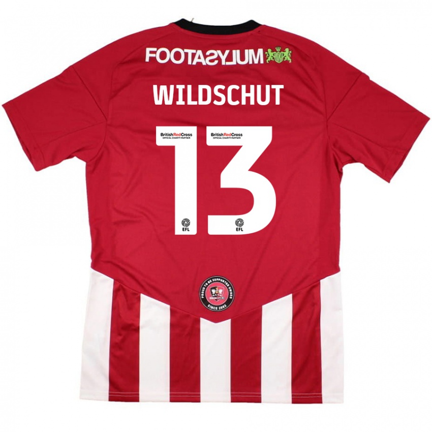 Mænd Yanic Wildschut #13 Rød Hvid Hjemmebane Spillertrøjer 2024/25 Trøje T-Shirt