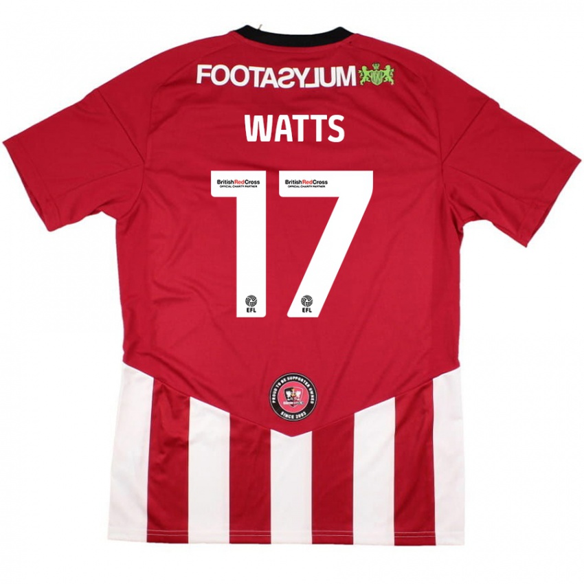 Mænd Caleb Watts #17 Rød Hvid Hjemmebane Spillertrøjer 2024/25 Trøje T-Shirt