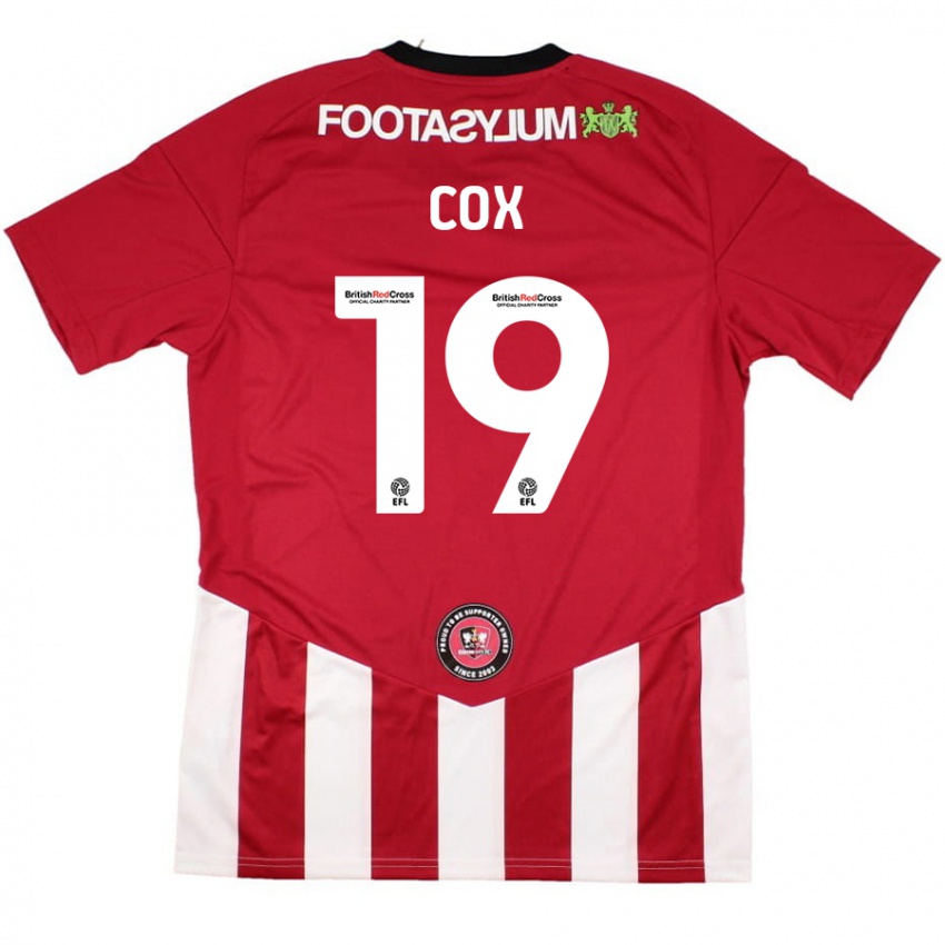 Mænd Sonny Cox #19 Rød Hvid Hjemmebane Spillertrøjer 2024/25 Trøje T-Shirt