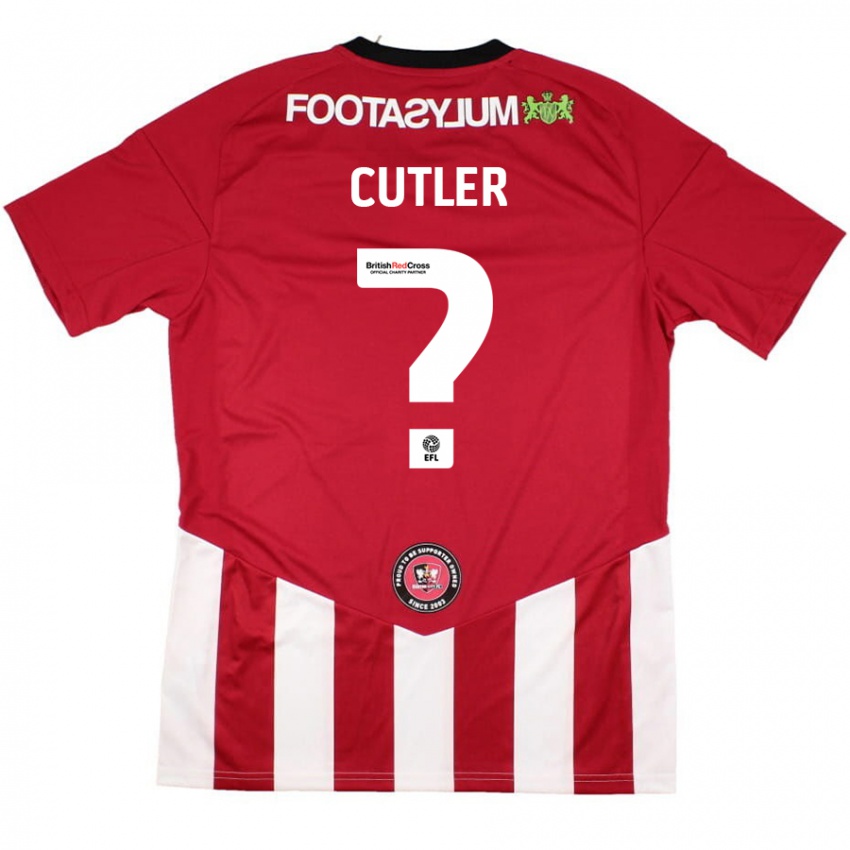 Mænd Theo Cutler #0 Rød Hvid Hjemmebane Spillertrøjer 2024/25 Trøje T-Shirt