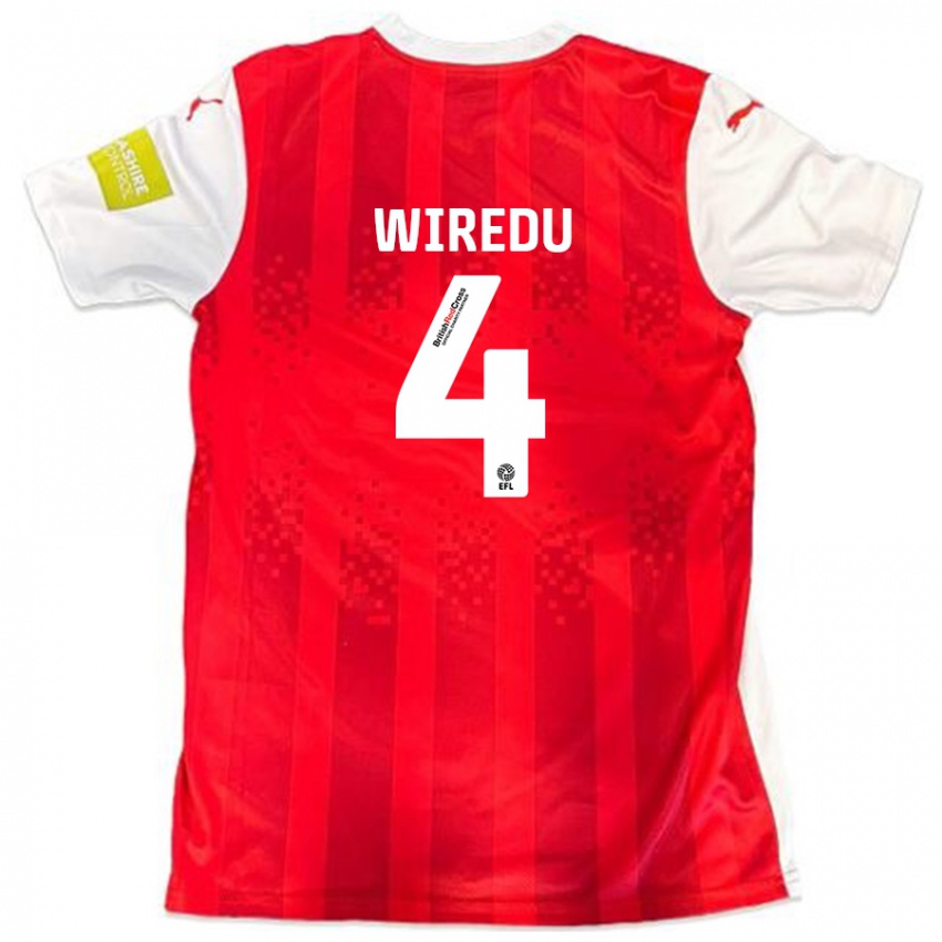 Mænd Brendan Wiredu #4 Rød Hvid Hjemmebane Spillertrøjer 2024/25 Trøje T-Shirt